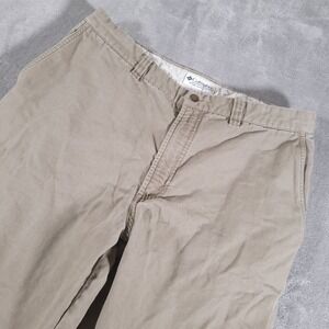 Columbia ROC Pants Mens 36x32 (Fits 34x31) Beige Cotton Outdoor Hiking Canvas